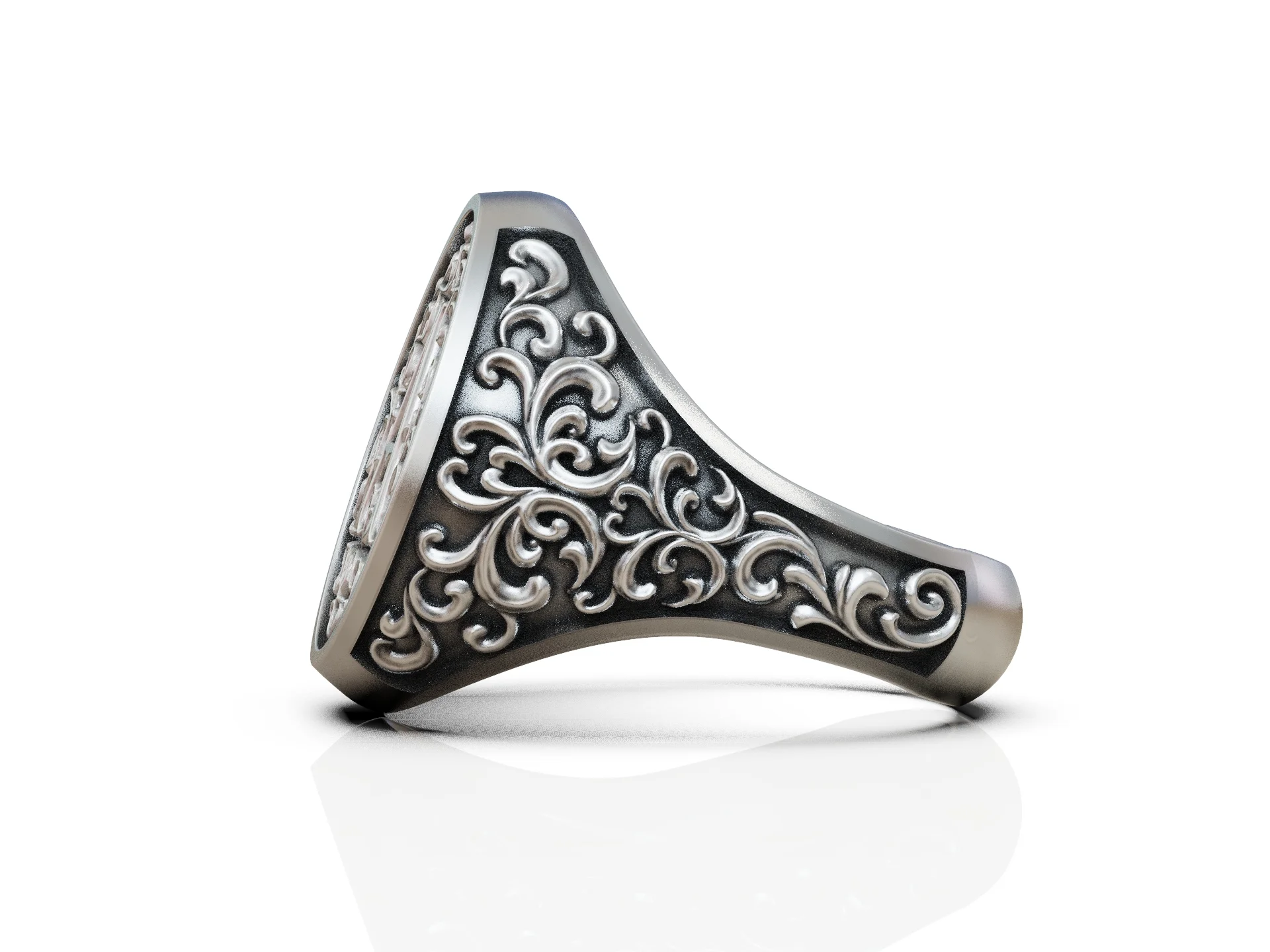 Baroque Initial A Ornate Signet Ring — view 8