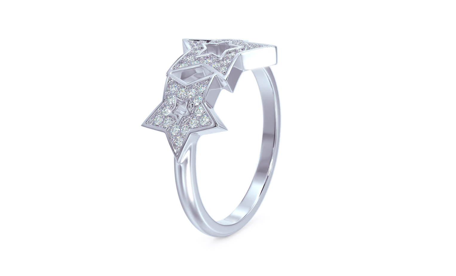 stars gold ring with diamonds — view 8