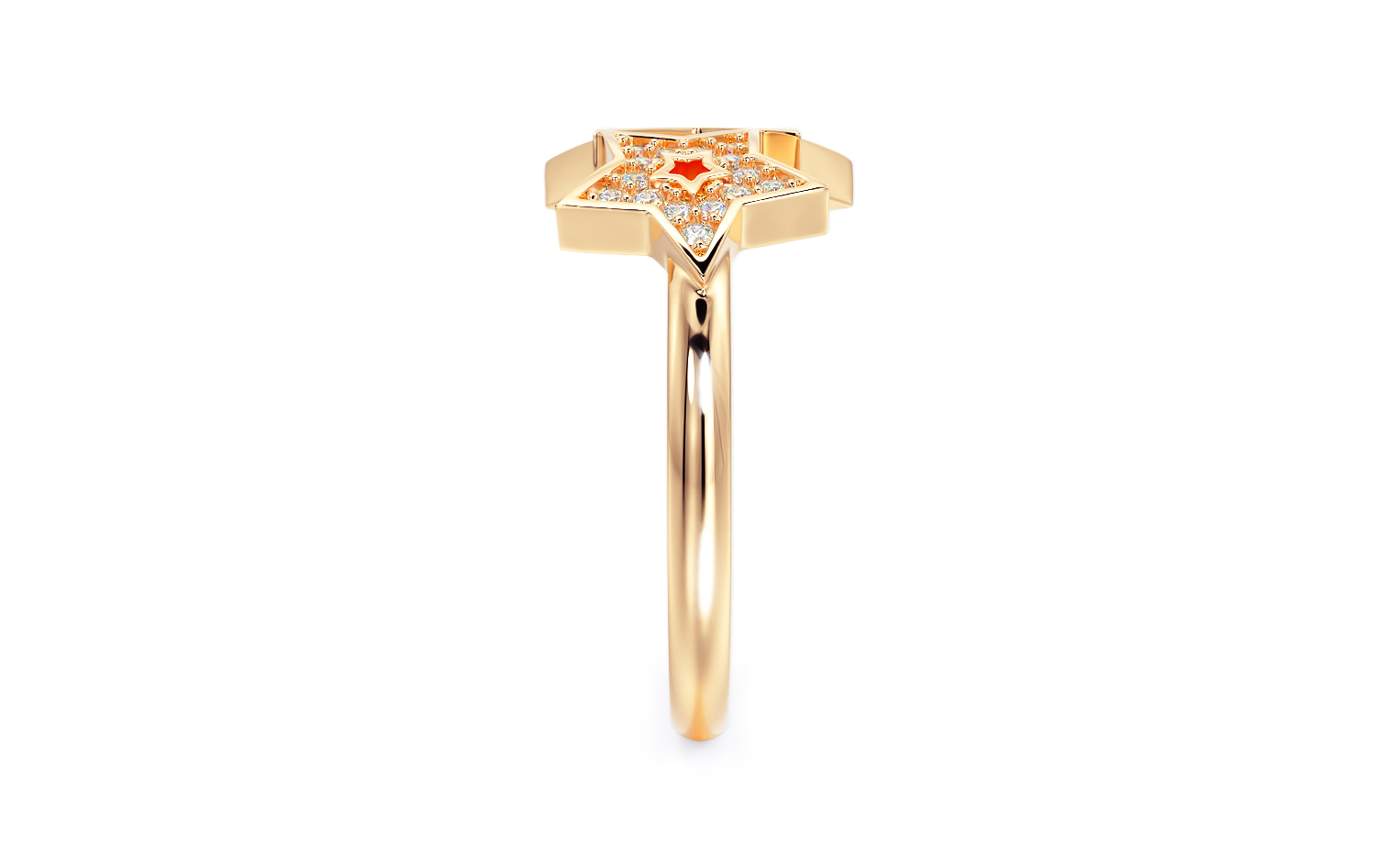 stars gold ring with diamonds — view 2