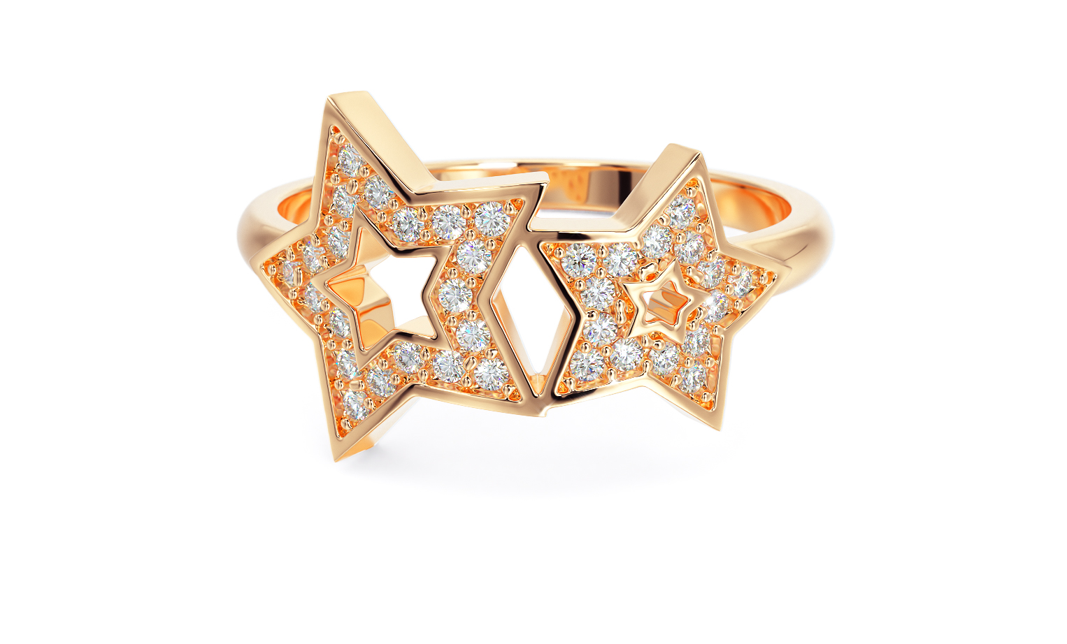 stars gold ring with diamonds — view 5