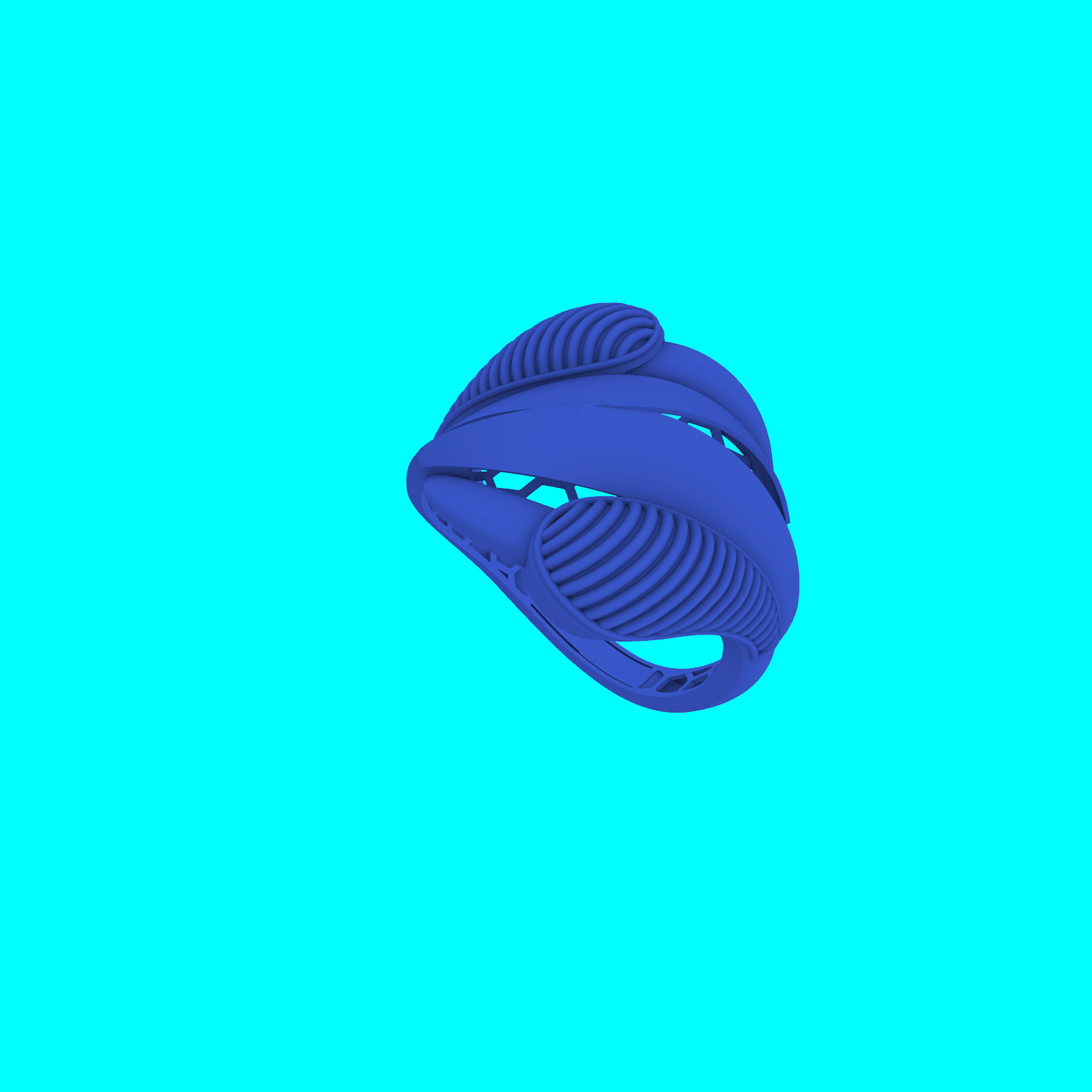 Asymmetrical Overlapping Bands Coiled Shoulders Ring — view 5