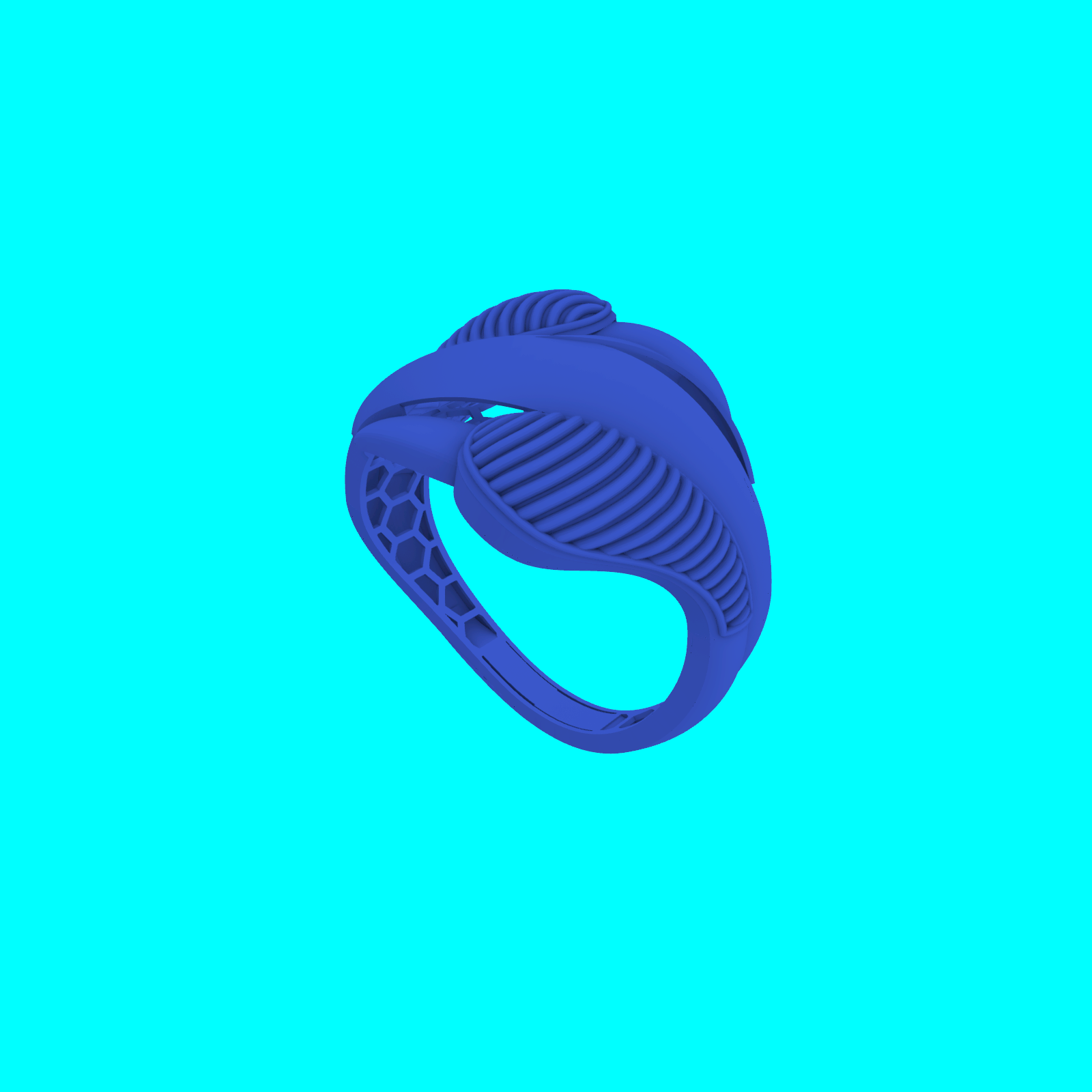 Asymmetrical Overlapping Bands Coiled Shoulders Ring — view 6