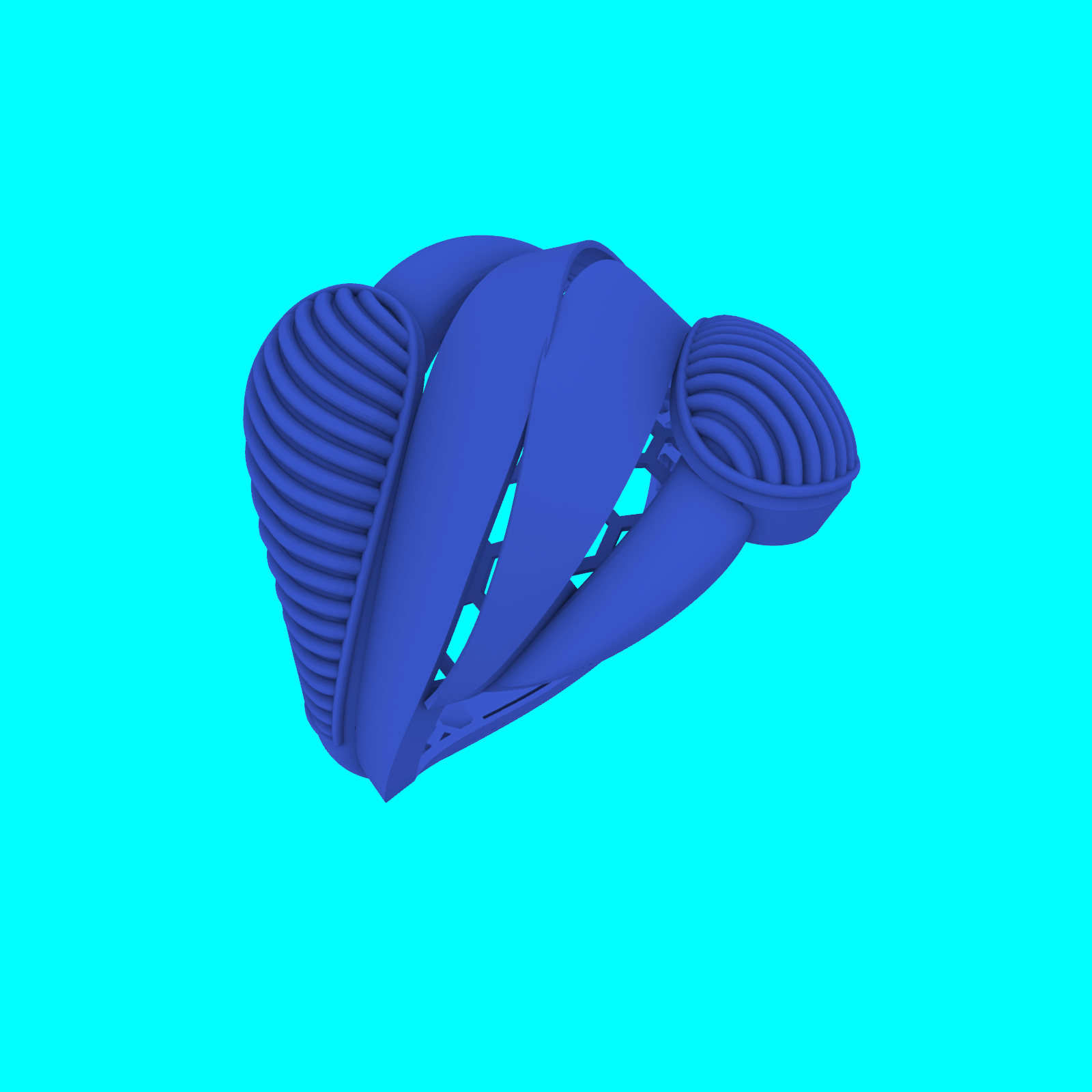 Asymmetrical Overlapping Bands Coiled Shoulders Ring