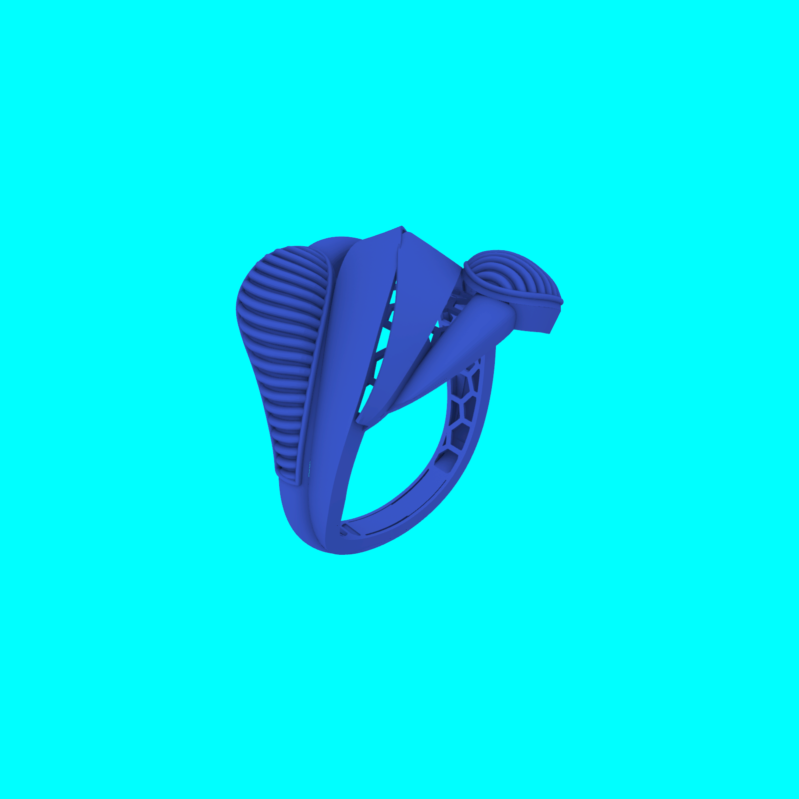 Asymmetrical Overlapping Bands Coiled Shoulders Ring — view 7