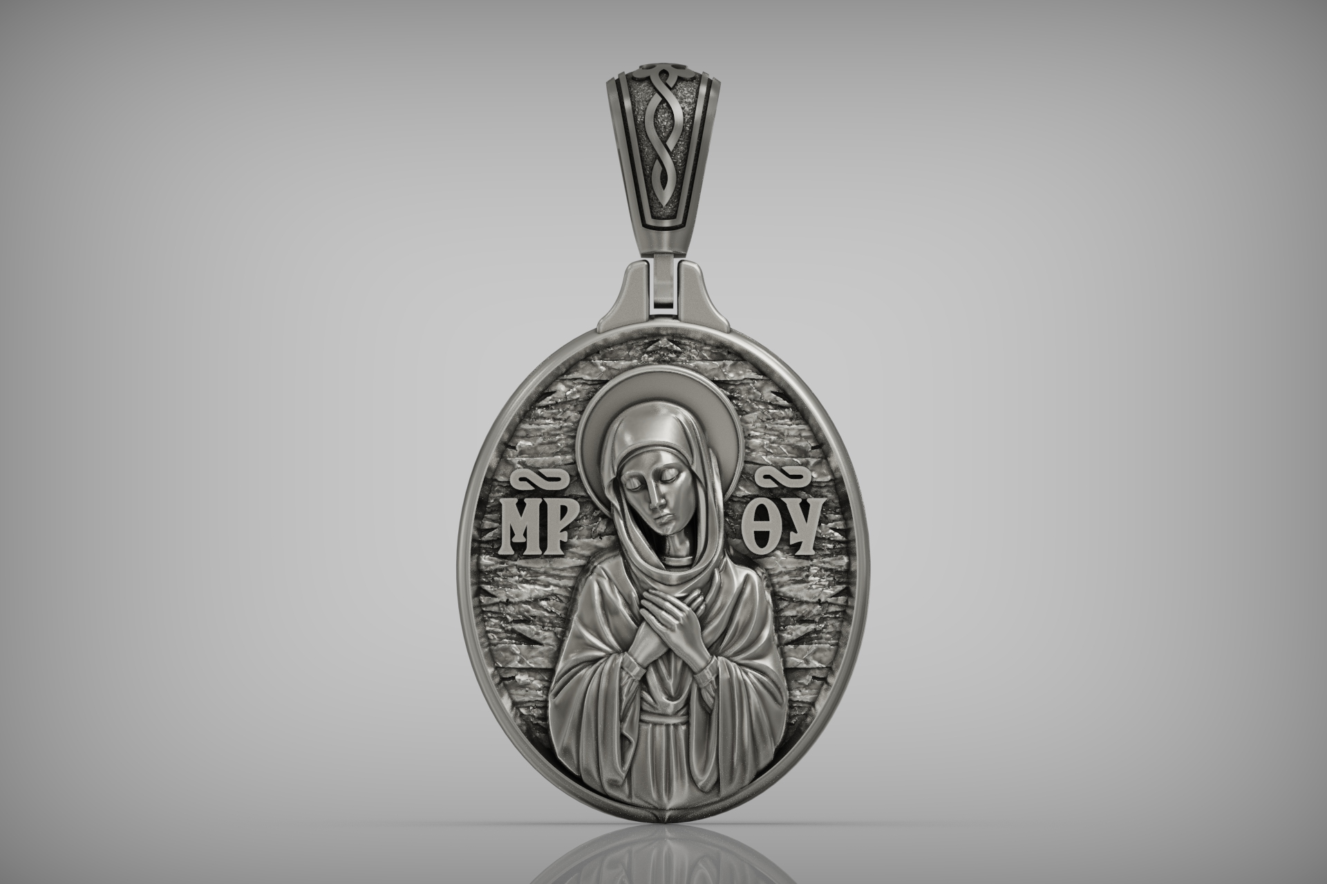 Religious Virgin Mary Oval Medallion Pendant — view 5