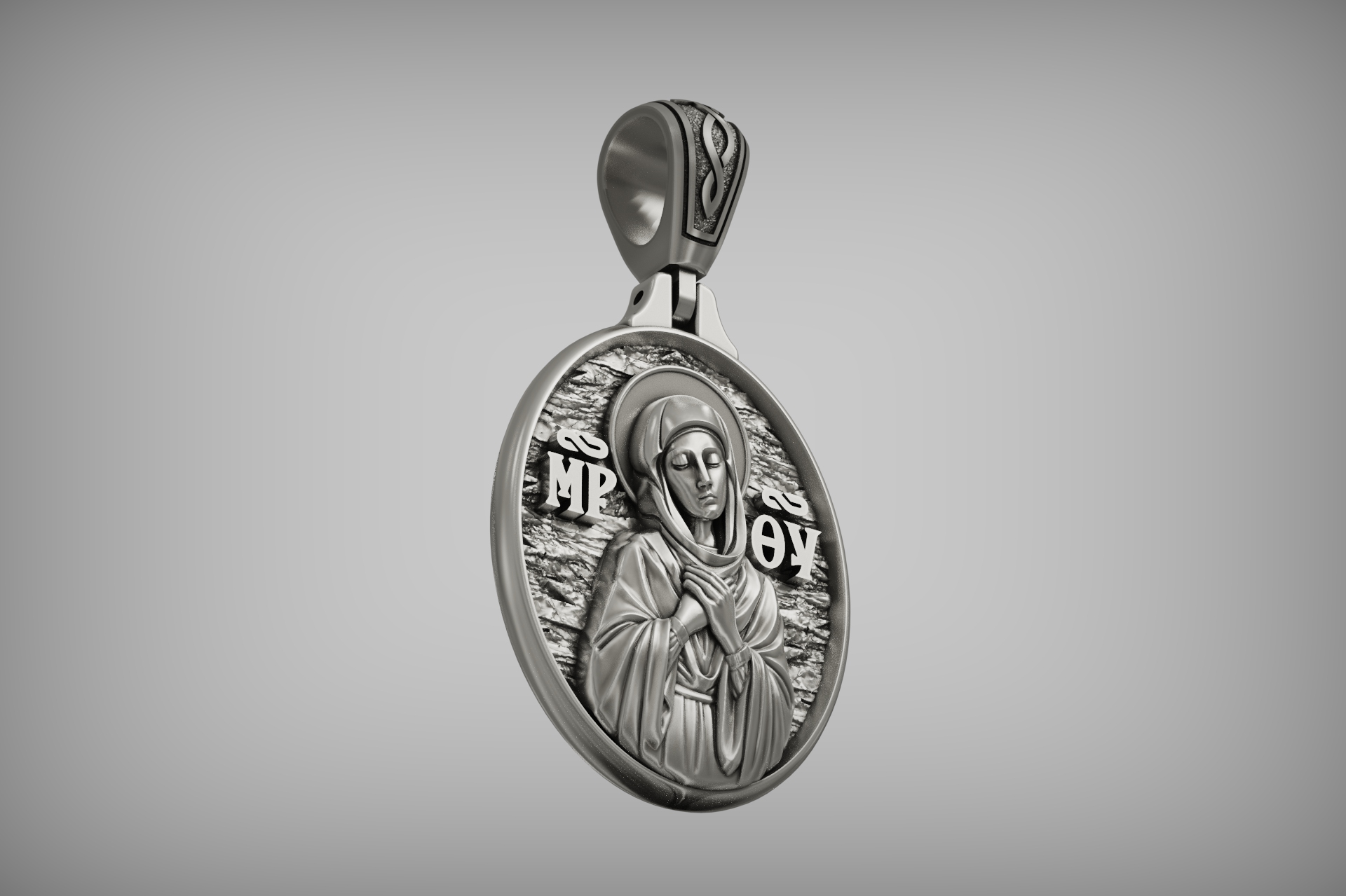 Religious Virgin Mary Oval Medallion Pendant — view 7