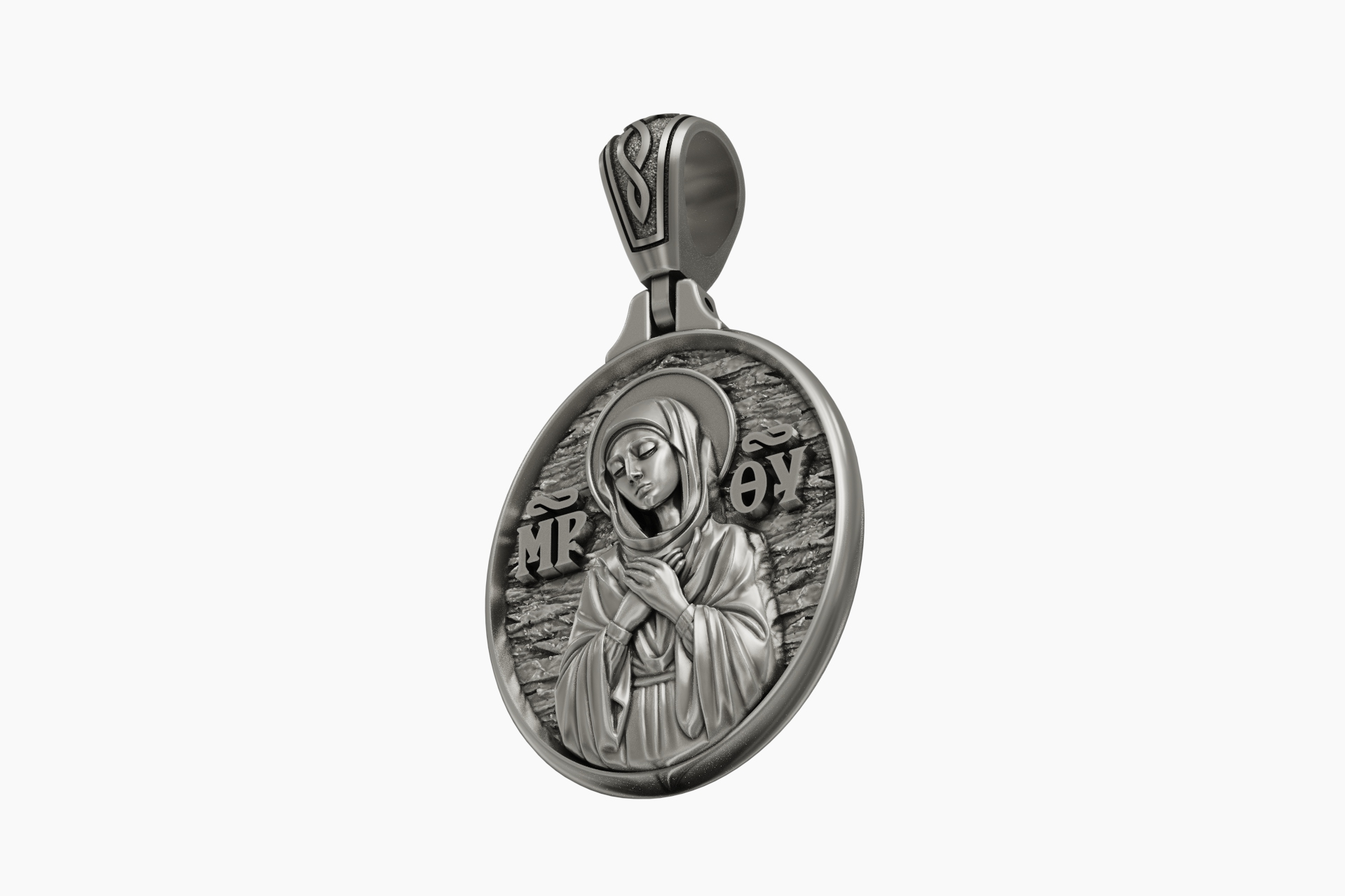 Religious Virgin Mary Oval Medallion Pendant — view 8