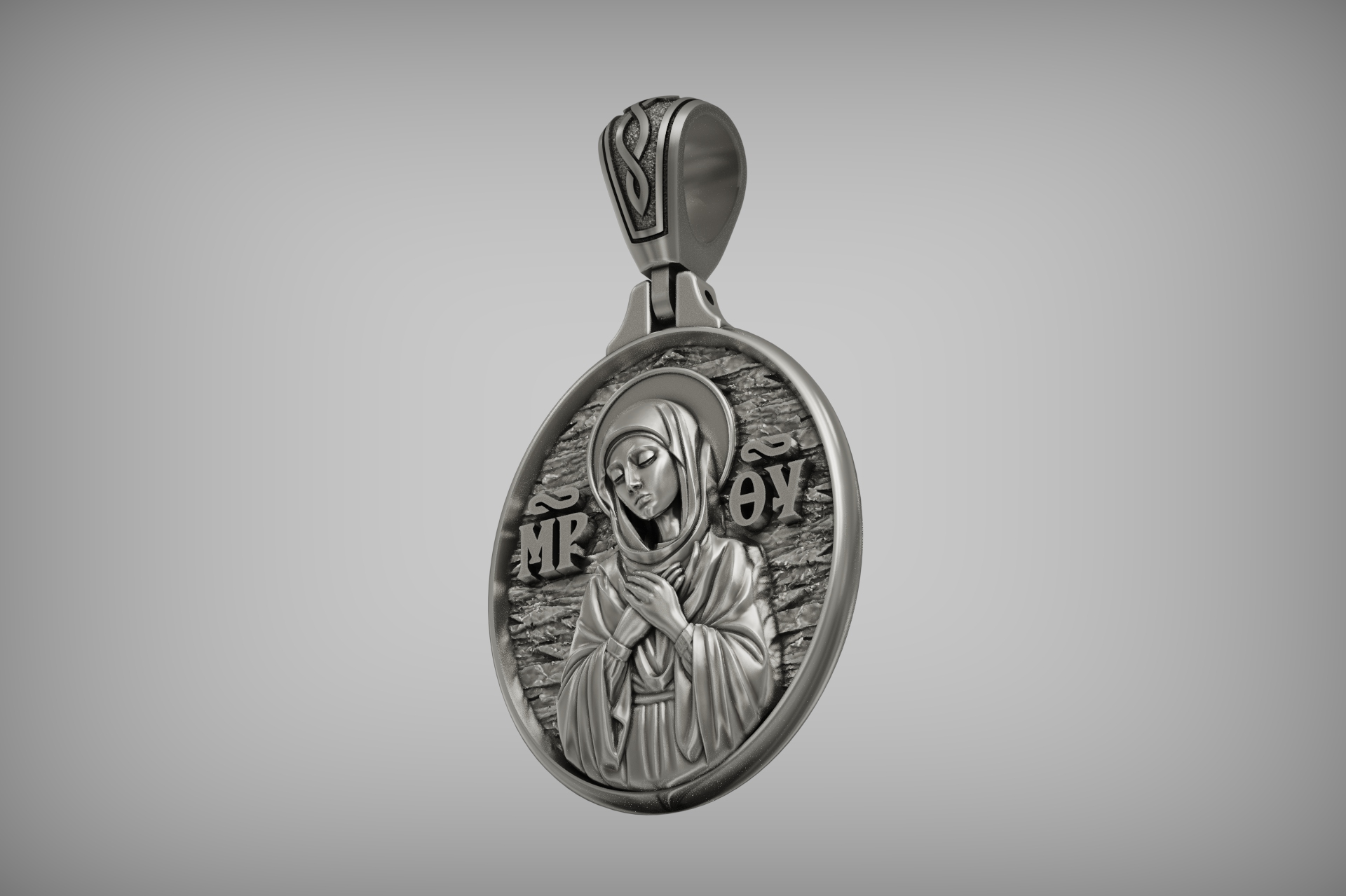 Religious Virgin Mary Oval Medallion Pendant — view 6