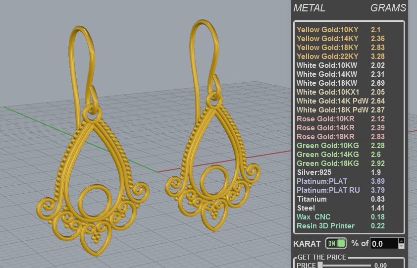 Ornamental Teardrop Filigree Earrings 3D Model — view 7