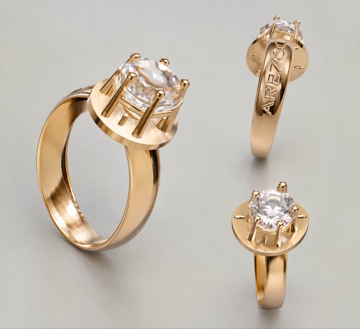 AREZOO Elegant Solitaire Ring 3D Jewelry Model — view 7
