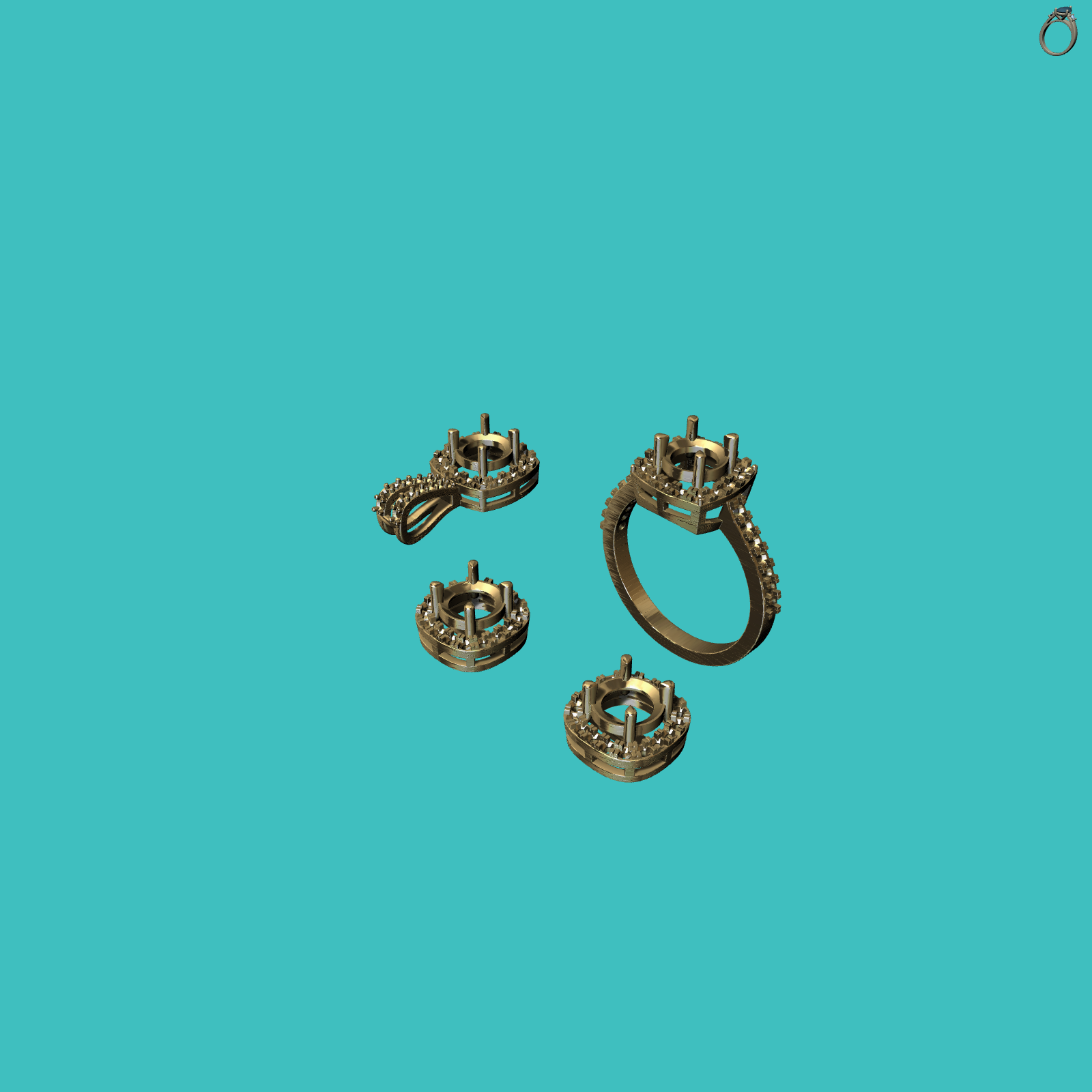 Cushion Halo Jewelry Set — view 8
