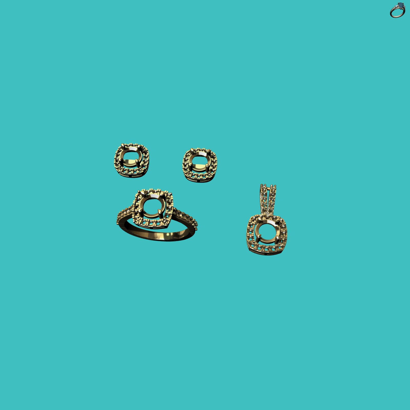 Cushion Halo Jewelry Set — view 5