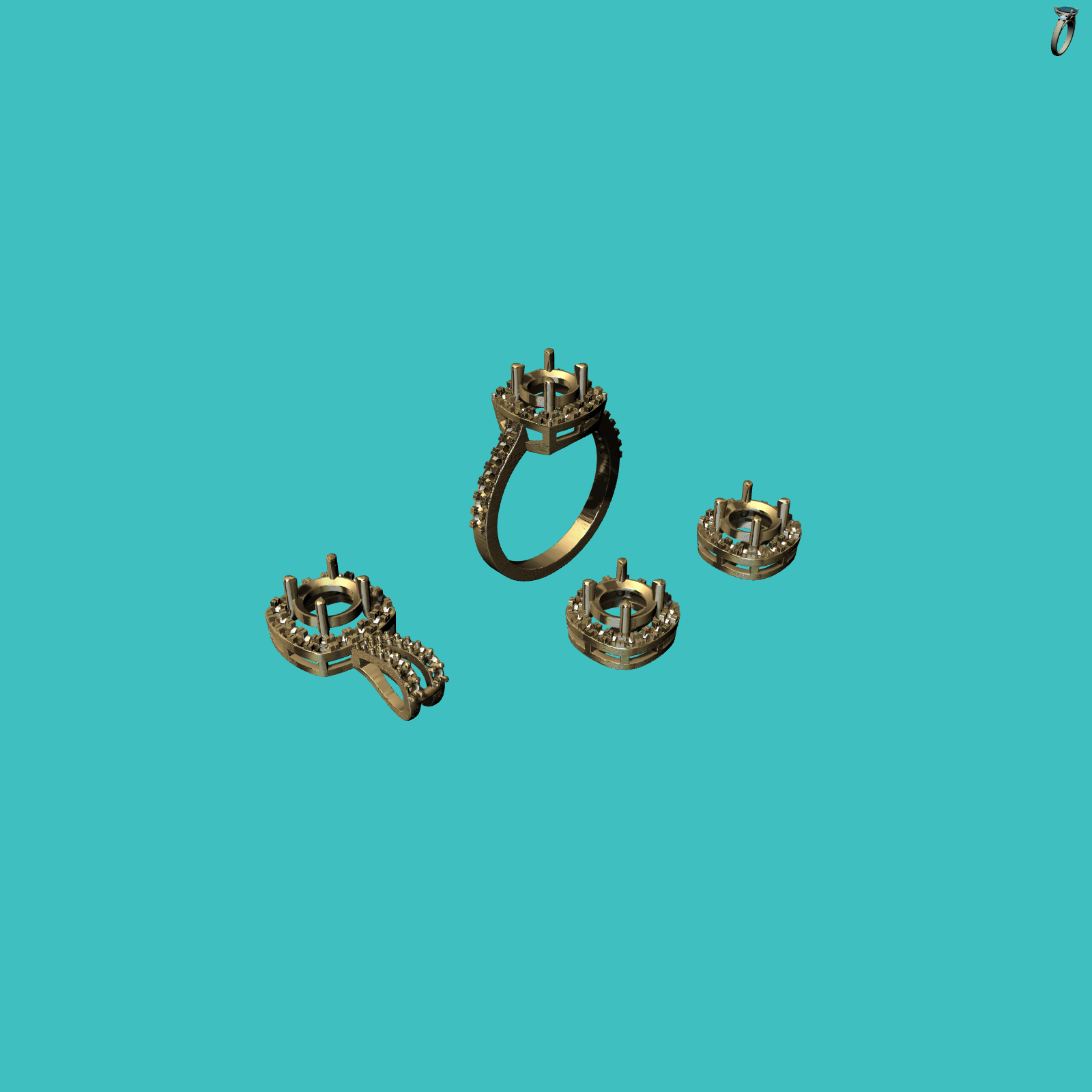 Cushion Halo Jewelry Set — view 7