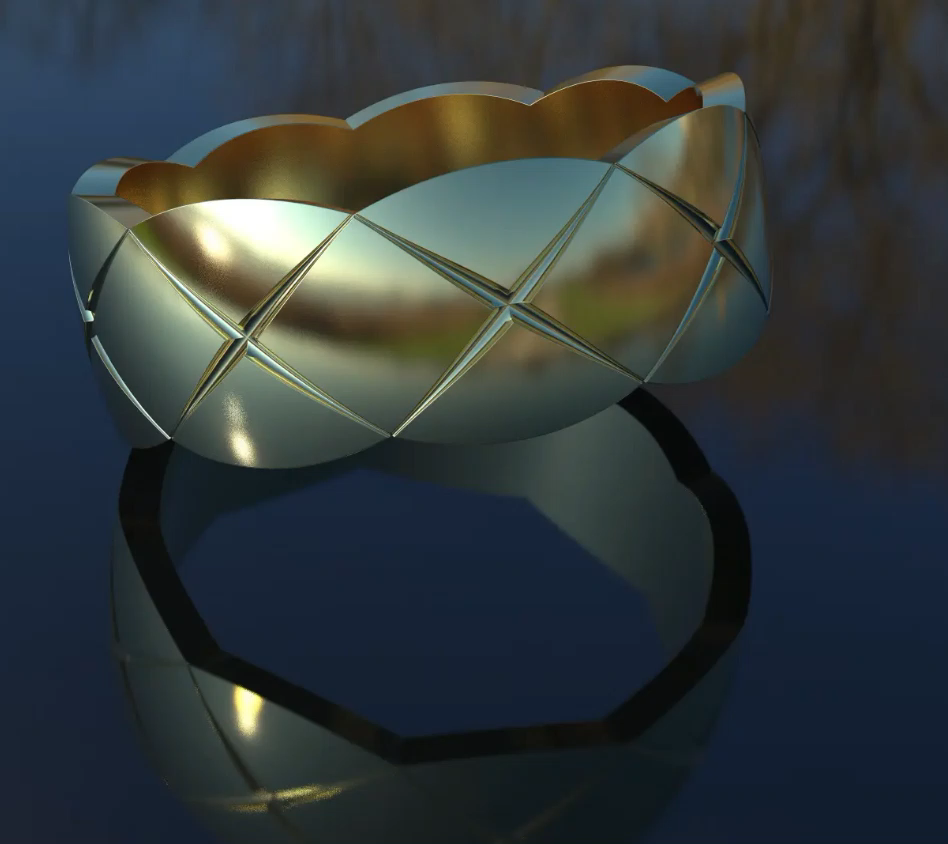 CHANEL Quilted Faceted Band Ring all size free in request 