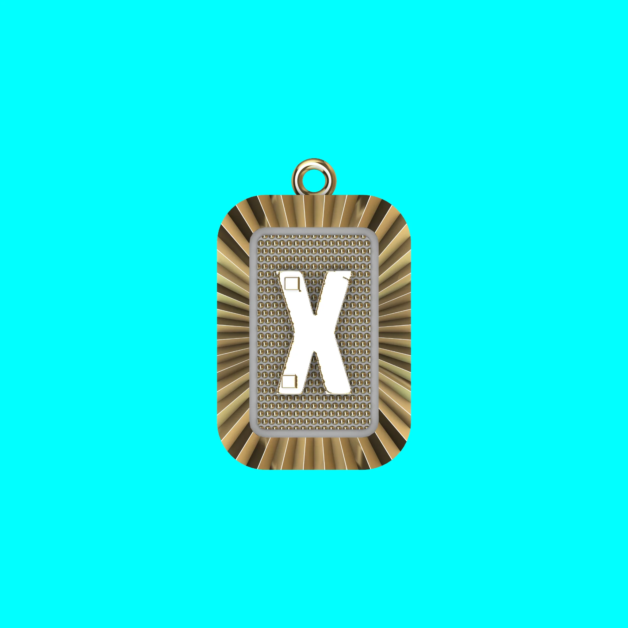 Buy X Letter Pendant CAD Model Gold Initial Necklace Jewelry — view 3
