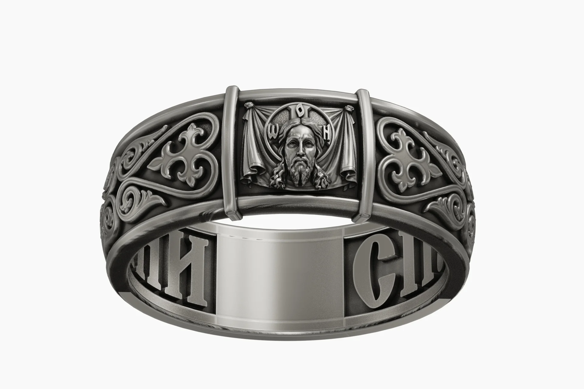 Byzantine Mandylion Jesus Icon Ring — view 5