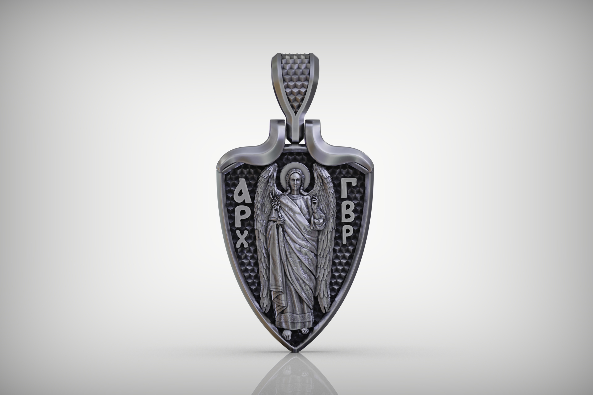 Archangel Gabriel Shield Pendant with Hinged Bail — view 5