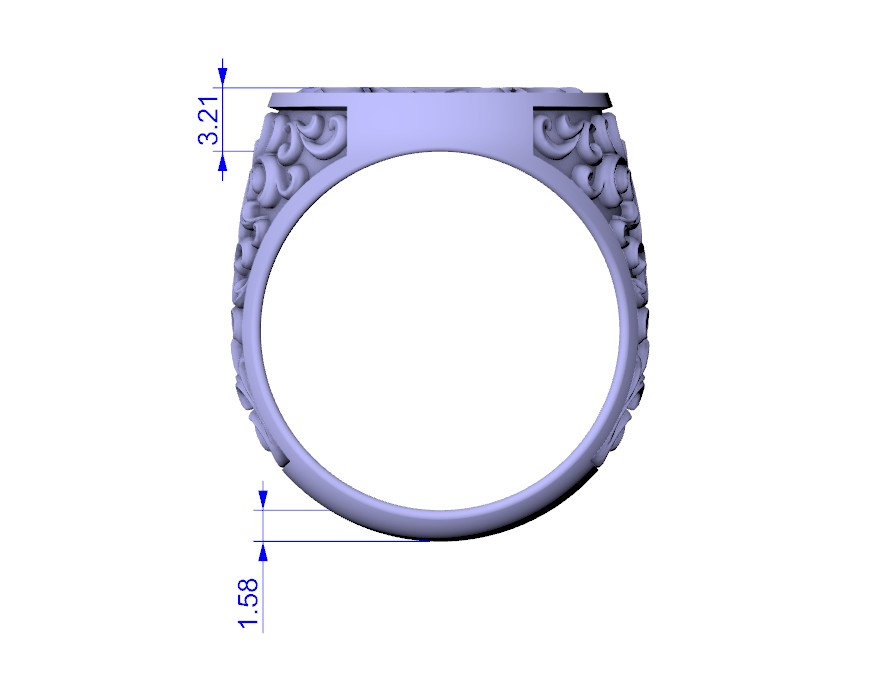Baroque Acanthus Scrollwork Signet Ring — view 8