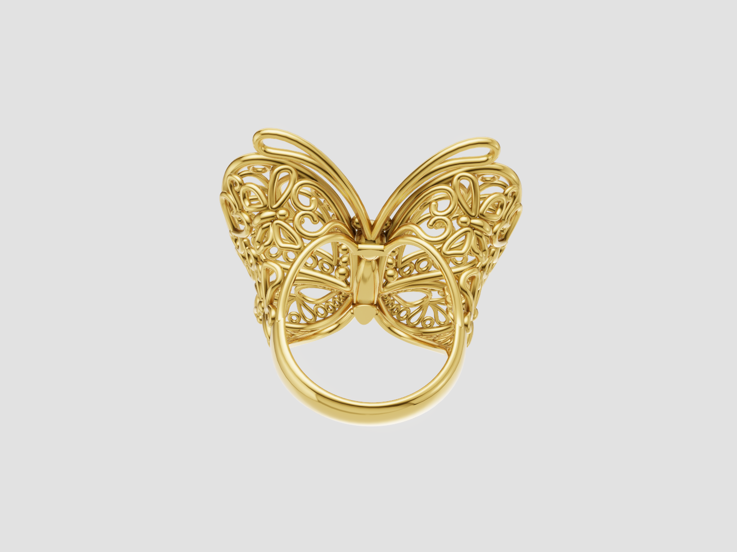 Butterfly Filigree Statement Ring 3D Model — view 3