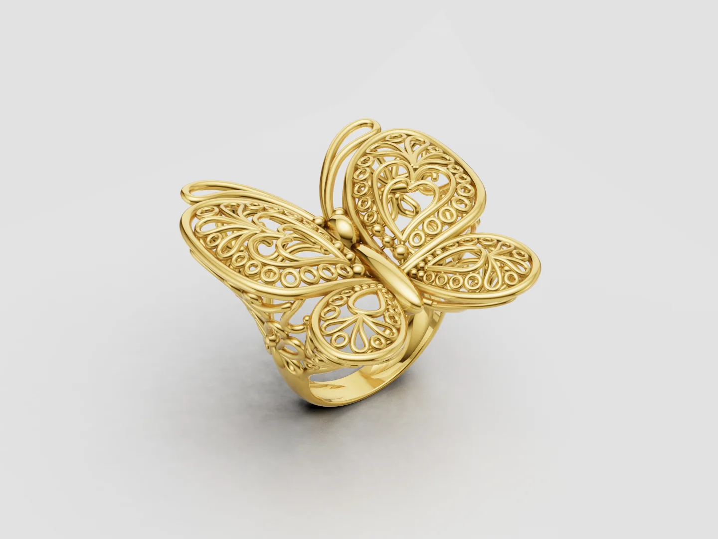 Butterfly Filigree Statement Ring 3D Model