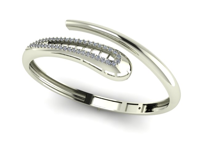 Luxury Diamond Bangle Bracelet 3D Model Pave Set Open Cuff — view 2