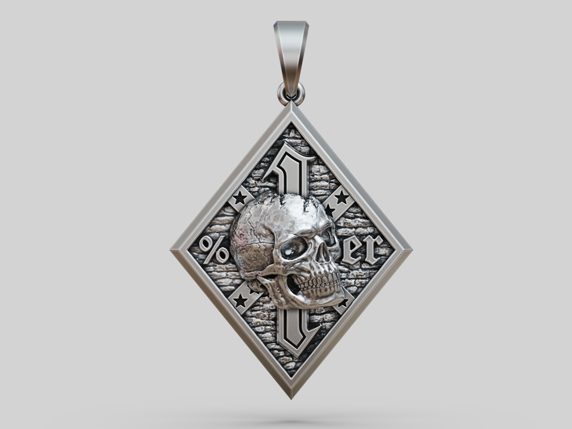 One Percenter Biker Skull Pendant — view 2