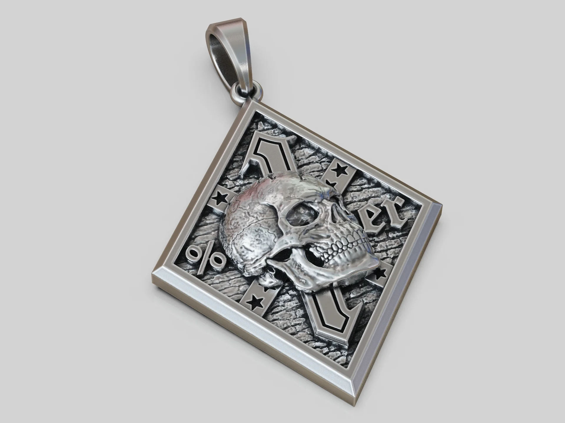 One Percenter Biker Skull Pendant — view 4