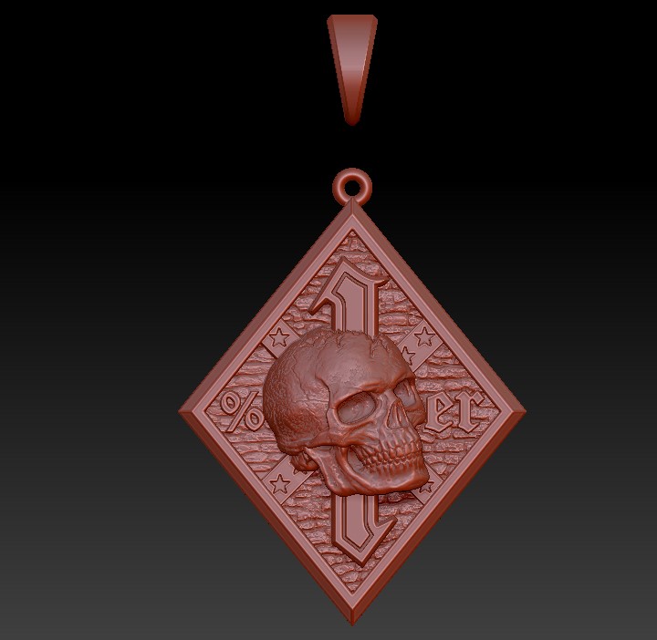 One Percenter Biker Skull Pendant — view 7