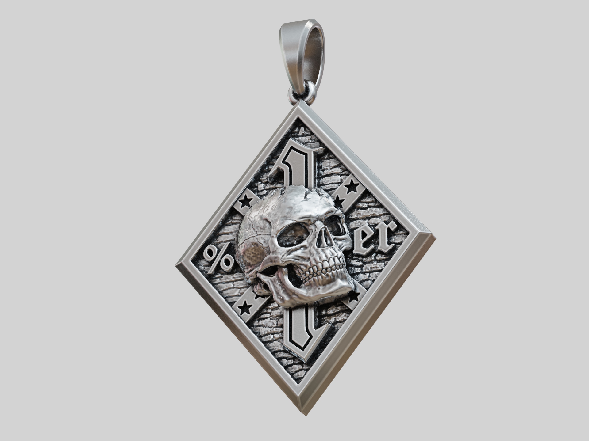 One Percenter Biker Skull Pendant — view 3