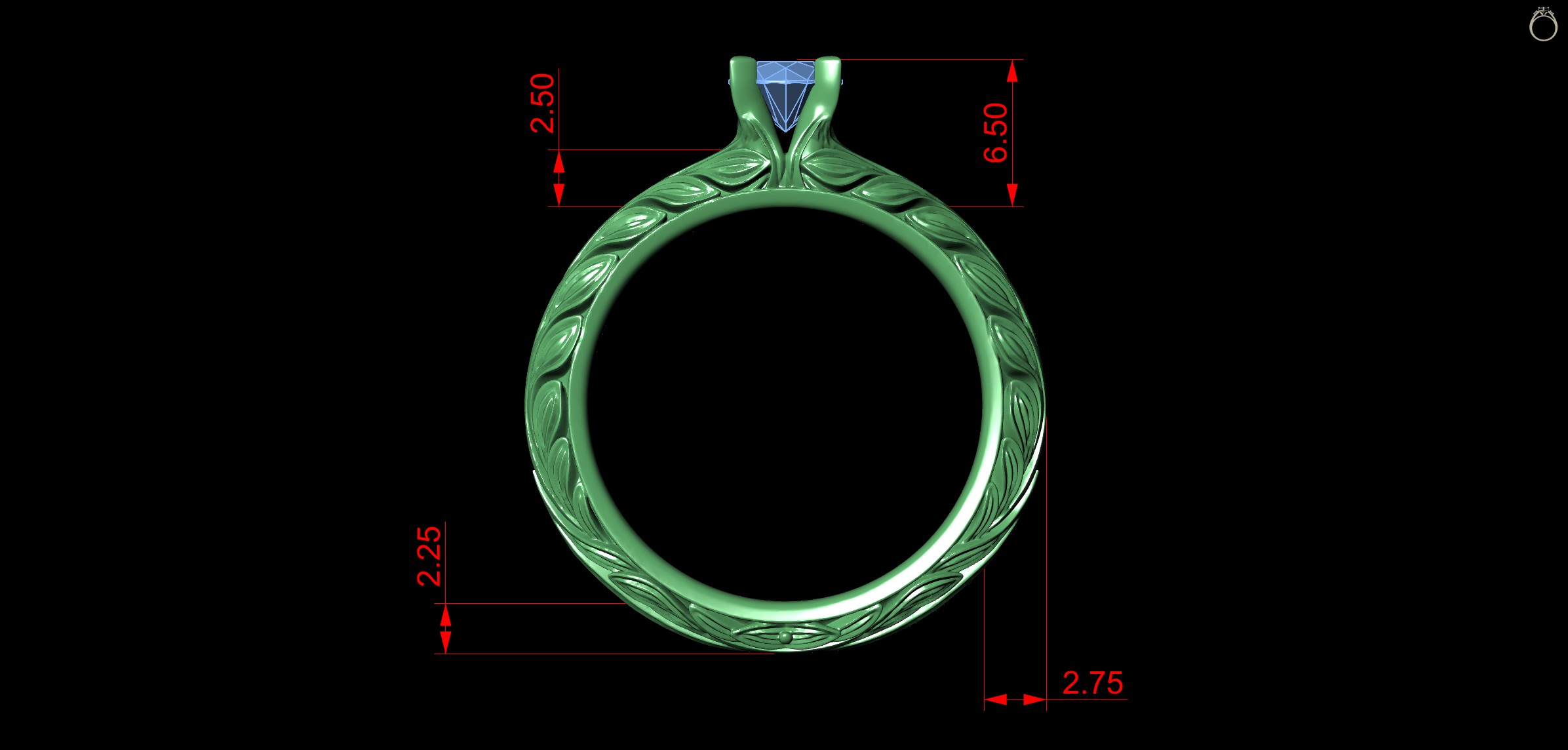Laurel Wreath Leaves Engagement Solitaire Half Carat Diamond Ring — view 7