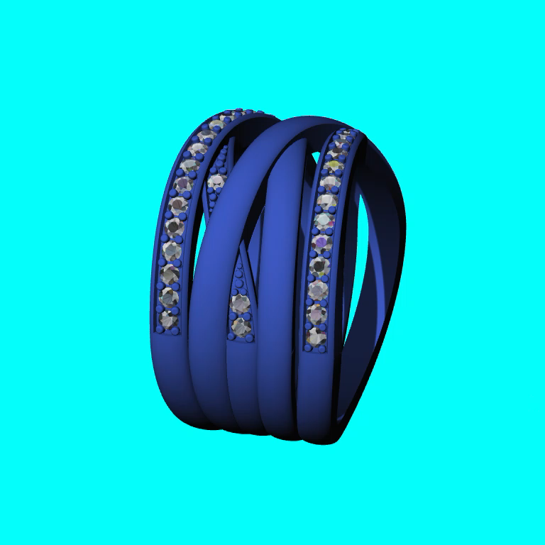 Woven Criss-Cross Multi-Band Channel-Set Ring — view 6