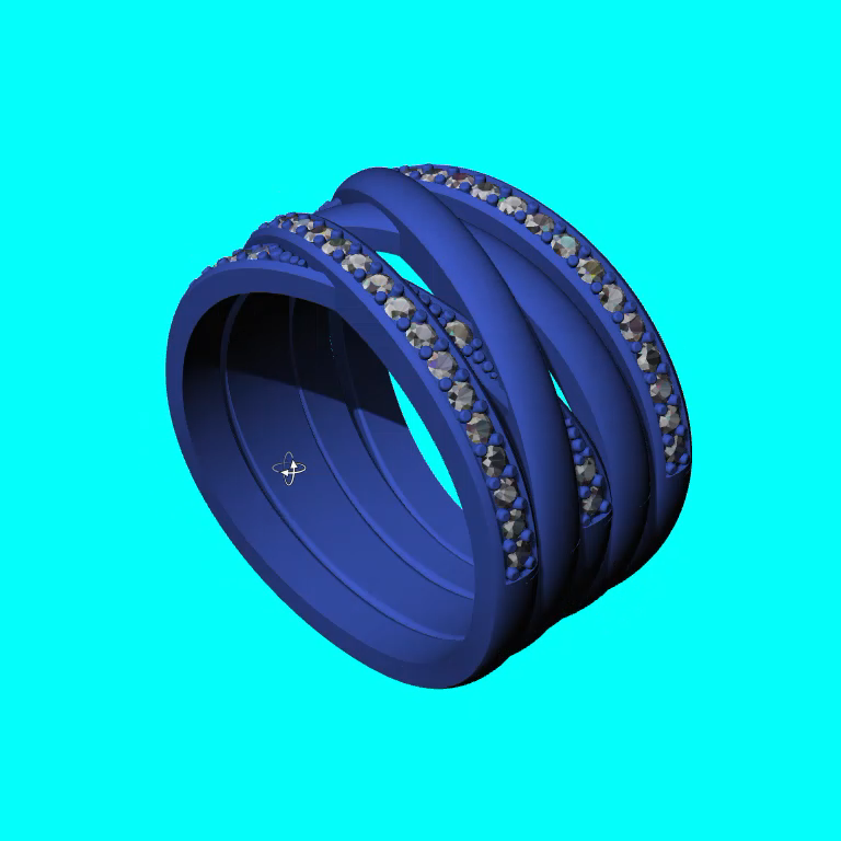 Woven Criss-Cross Multi-Band Channel-Set Ring — view 3