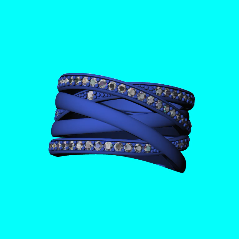 Woven Criss-Cross Multi-Band Channel-Set Ring — view 8