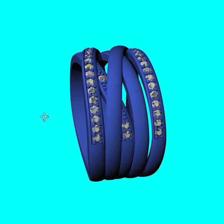 Woven Criss-Cross Multi-Band Channel-Set Ring — view 4