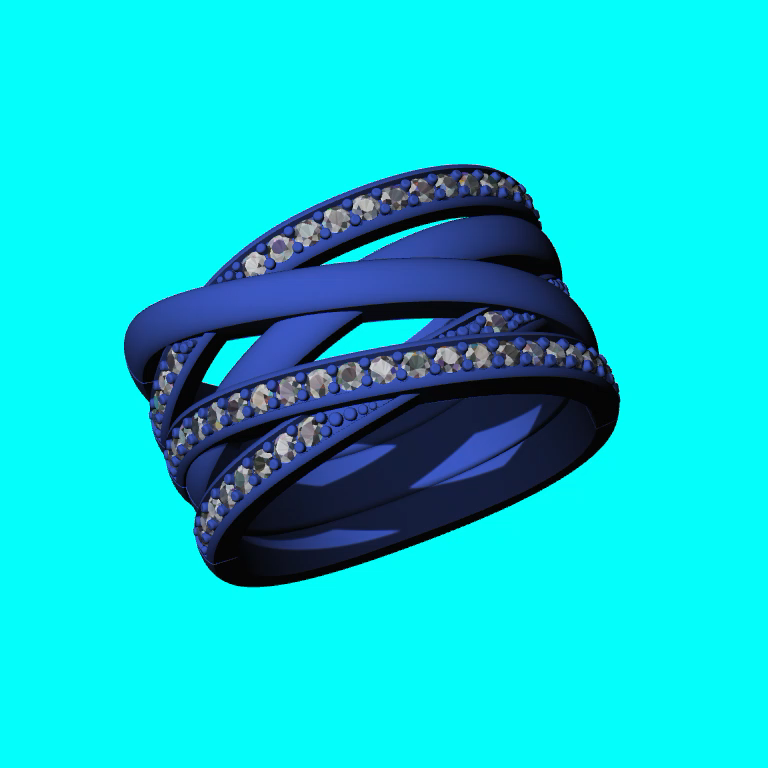 Woven Criss-Cross Multi-Band Channel-Set Ring