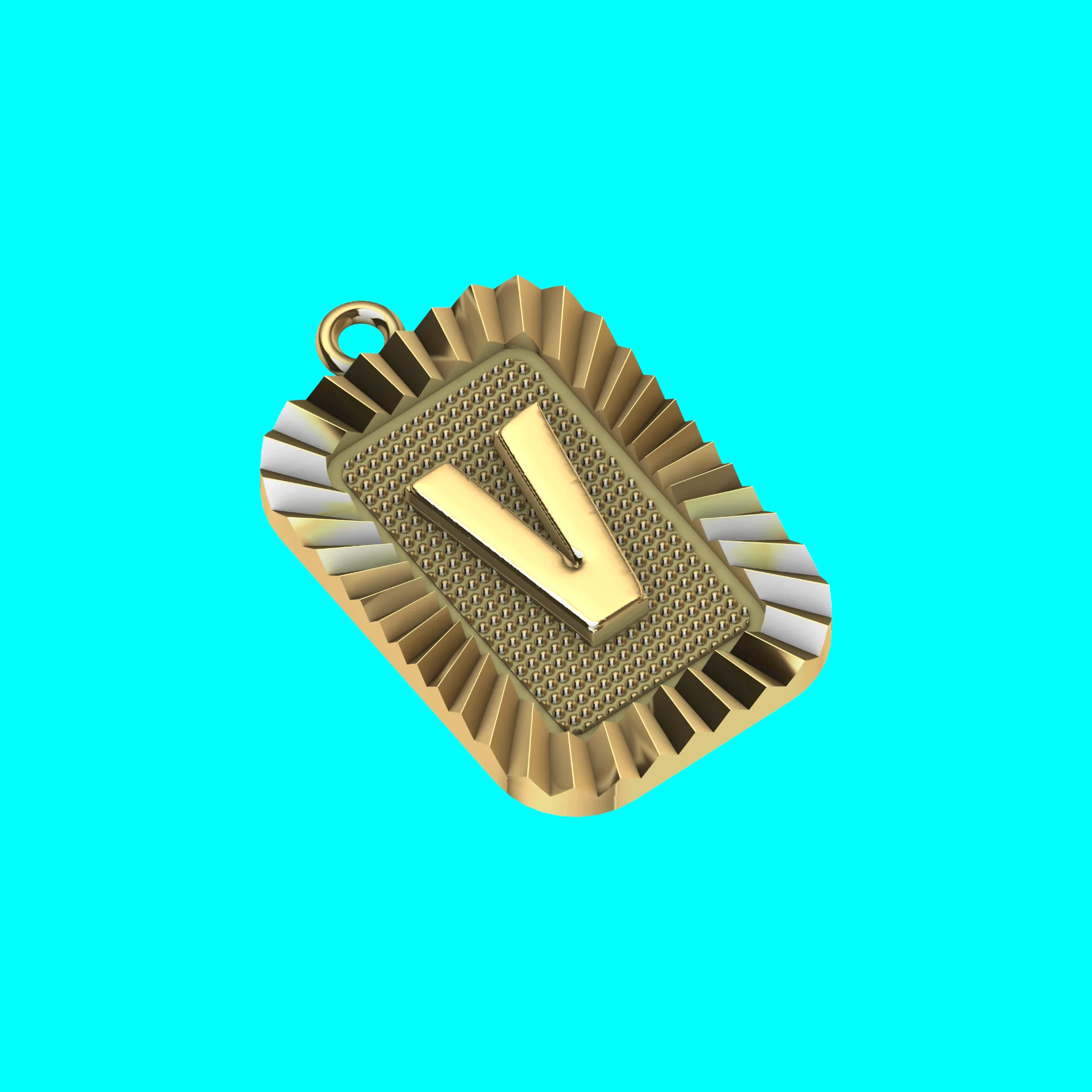 Buy V Letter Pendant CAD Model Gold Initial Necklace Jewelry