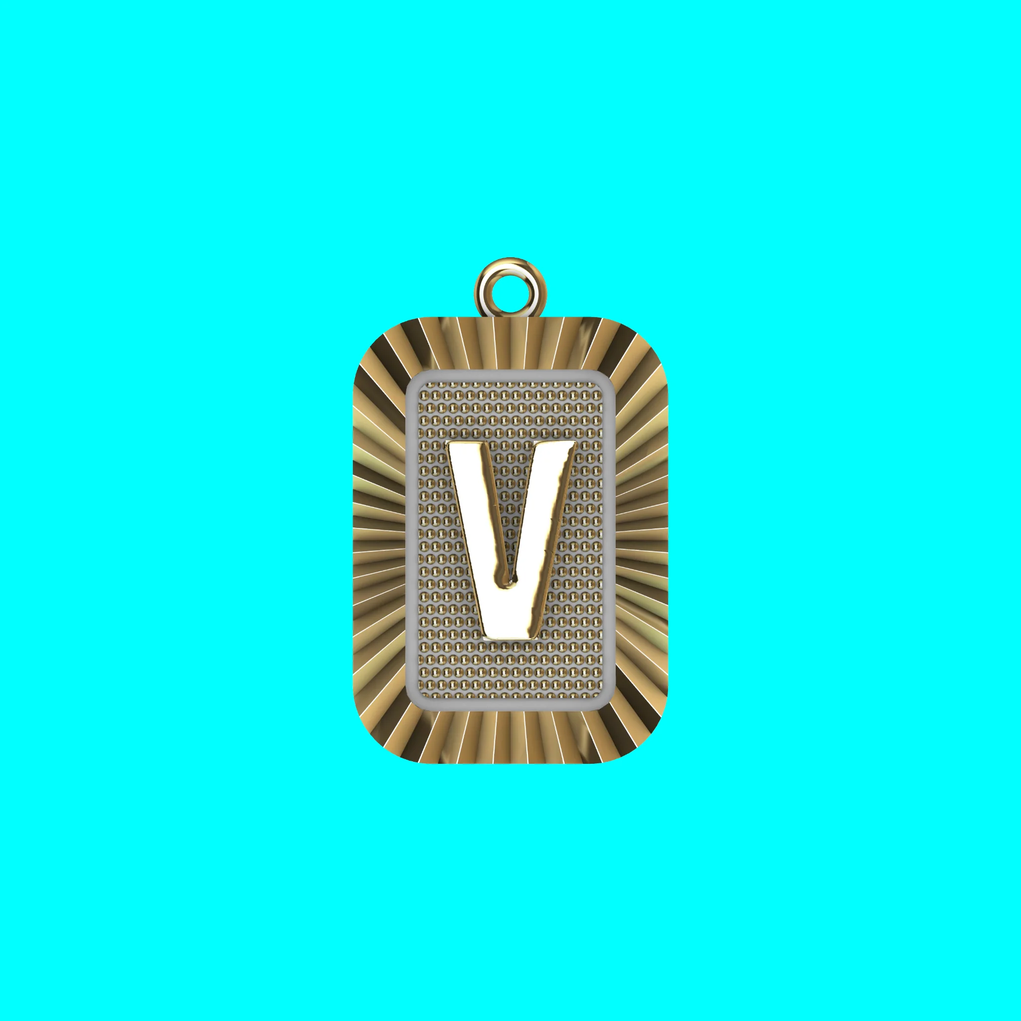 Buy V Letter Pendant CAD Model Gold Initial Necklace Jewelry — view 3