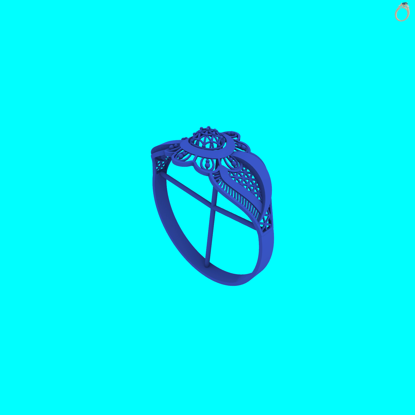 Geodesic Dome Grid Openwork Ring — view 8