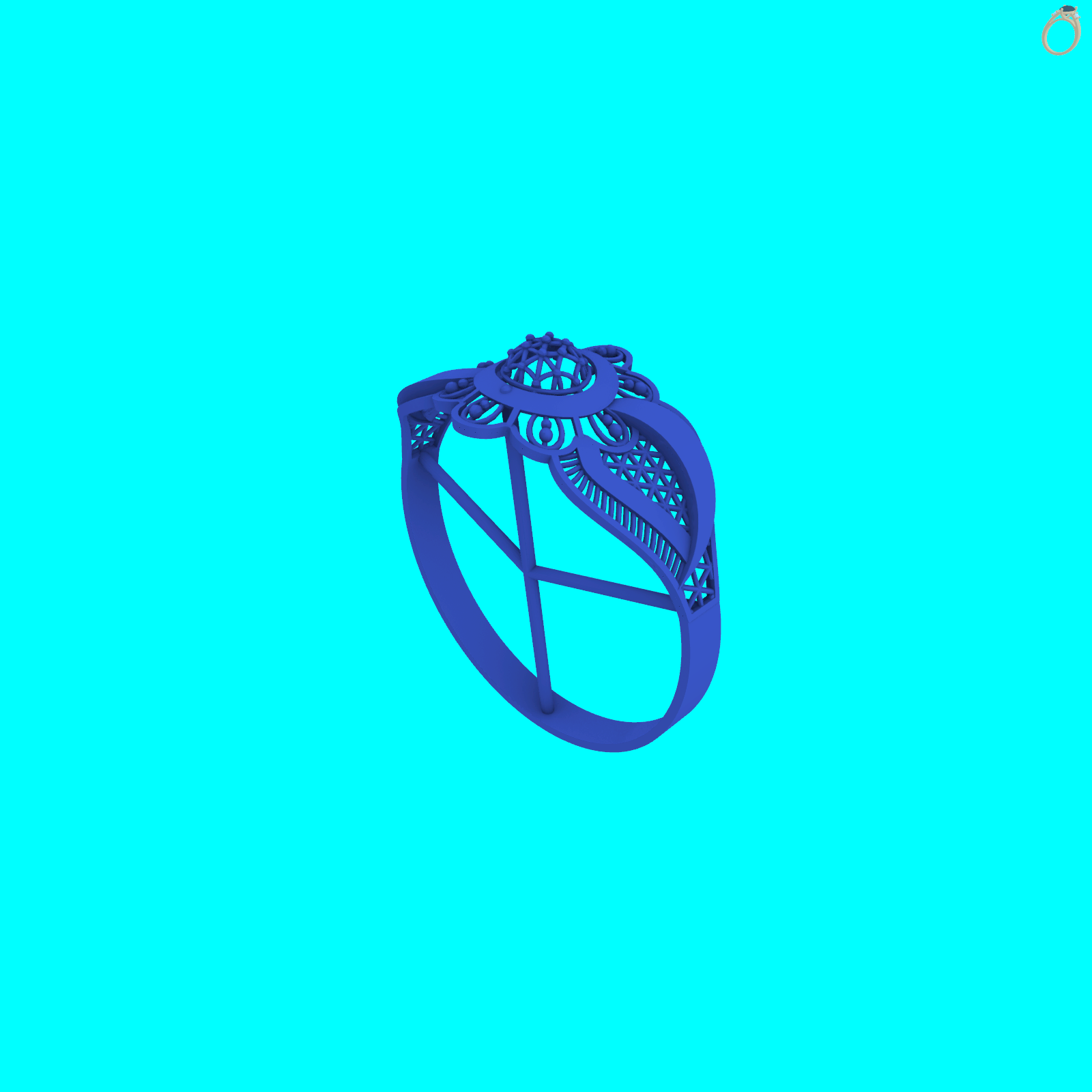 Geodesic Dome Grid Openwork Ring — view 6