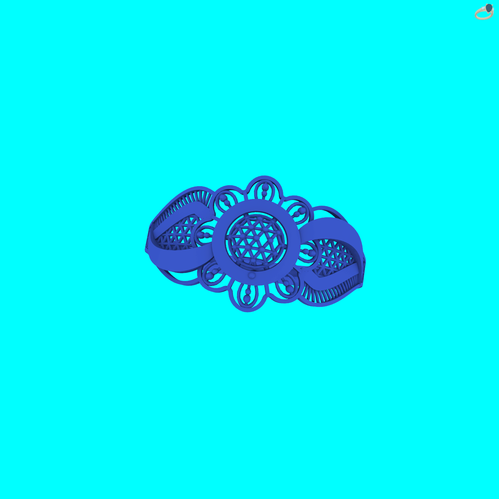Geodesic Dome Grid Openwork Ring — view 5