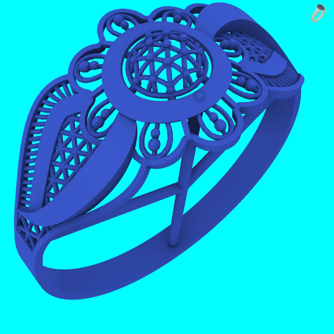 Geodesic Dome Grid Openwork Ring — view 2