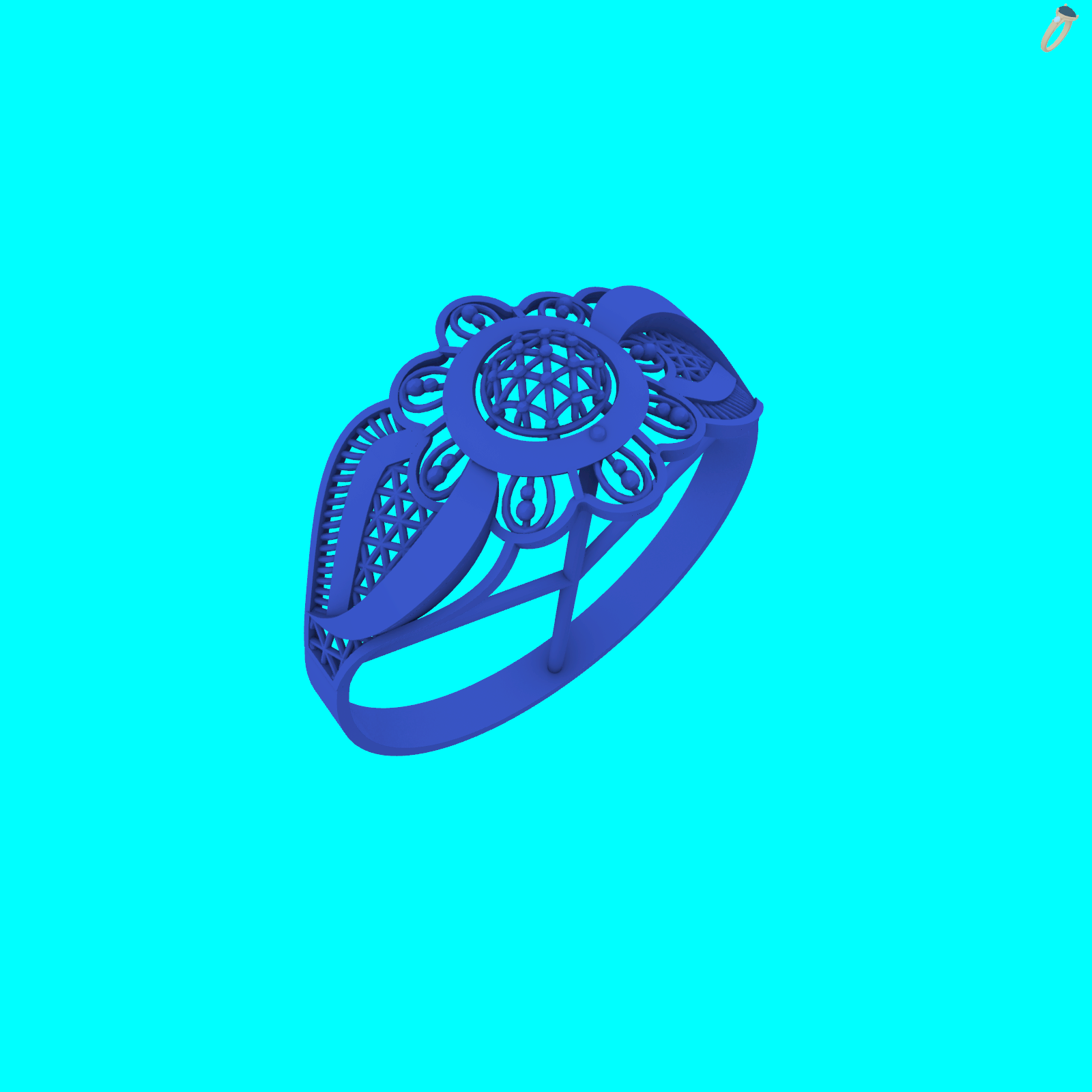 Geodesic Dome Grid Openwork Ring