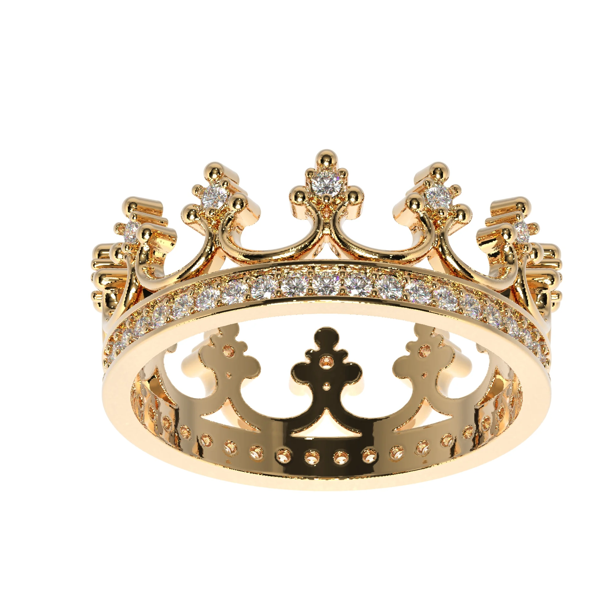Crown Ring with Diamond Settings — view 7