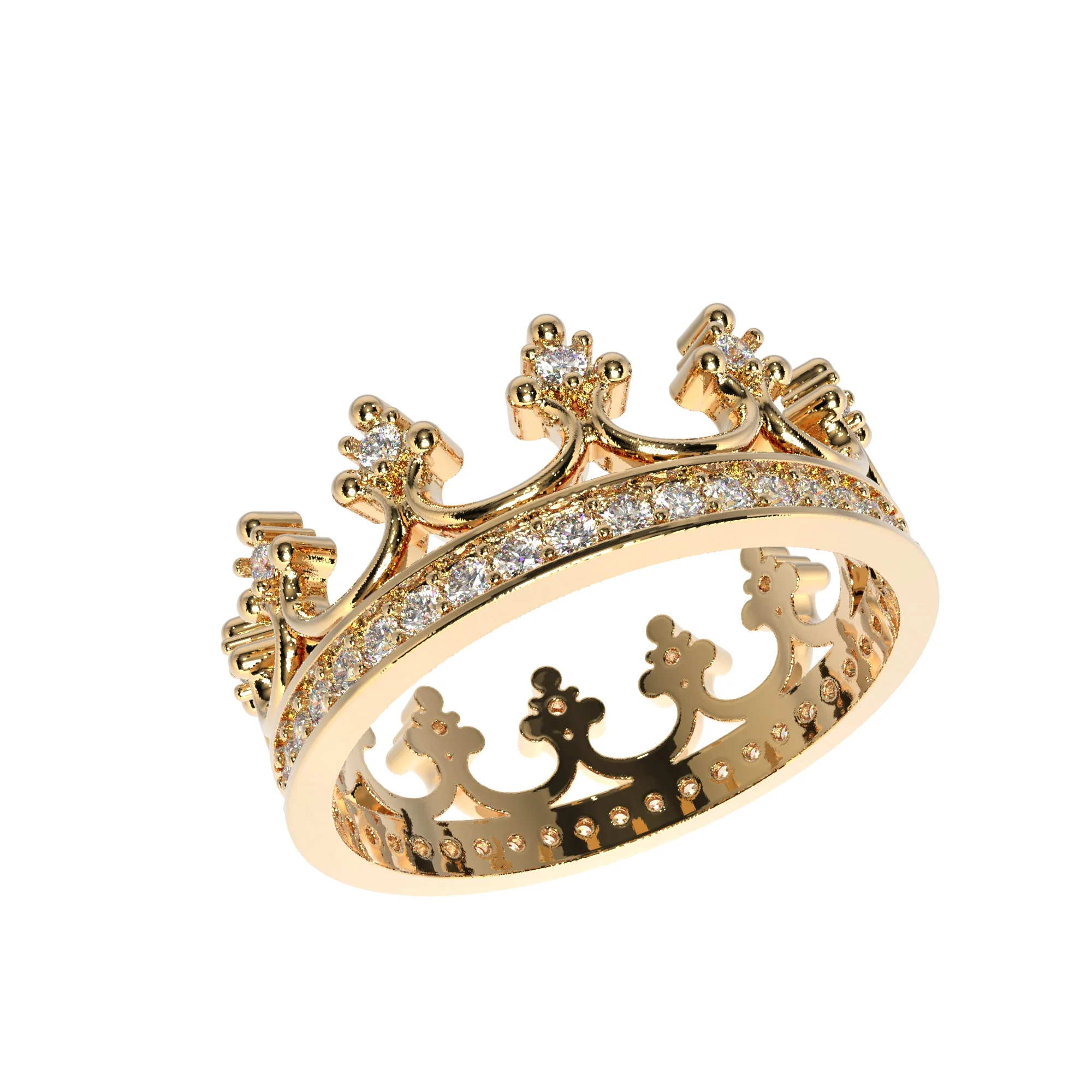 Crown Ring with Diamond Settings — view 4