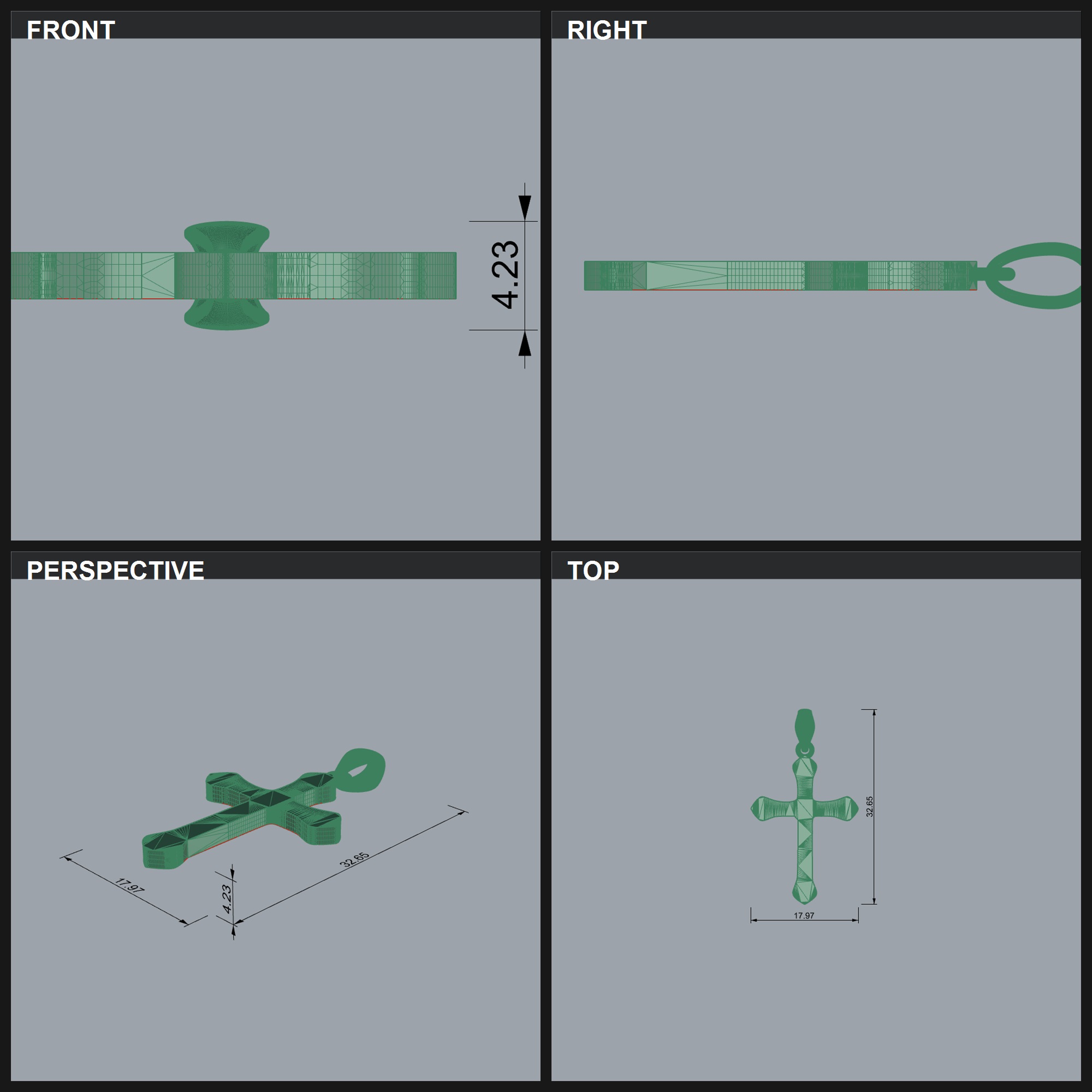 Cross Pendant with Curved Flared Ends — view 6
