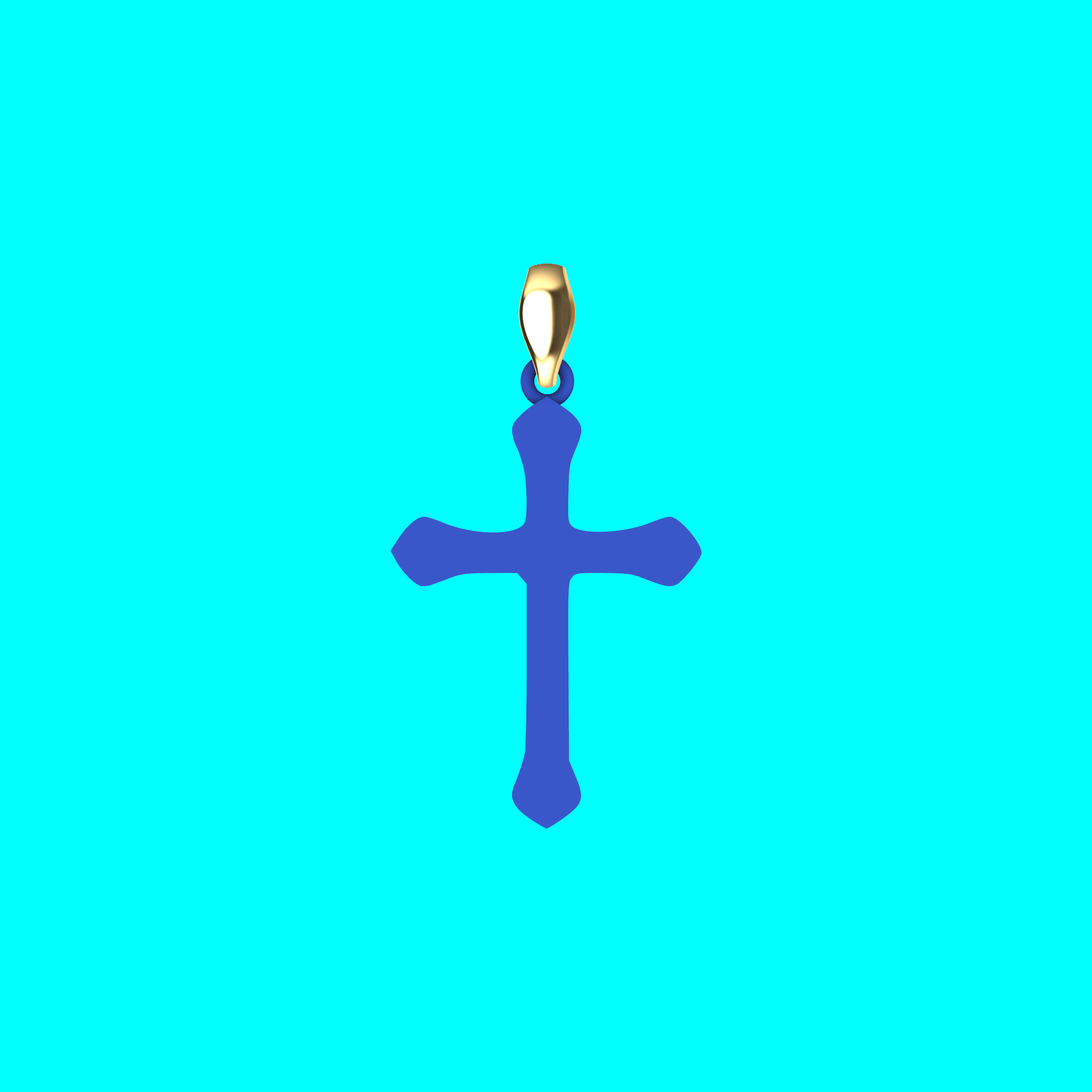 Cross Pendant with Curved Flared Ends — view 5