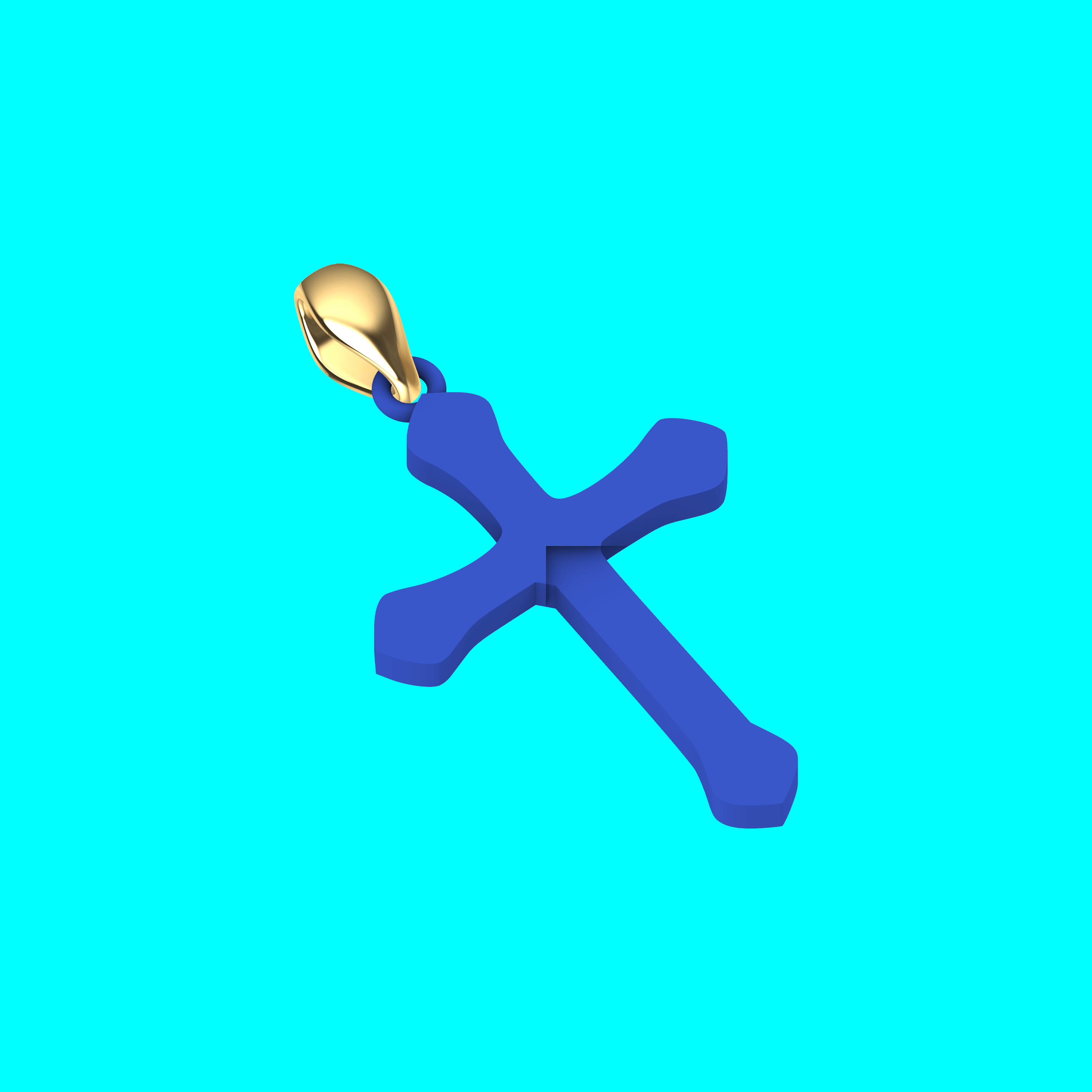 Cross Pendant with Curved Flared Ends — view 2