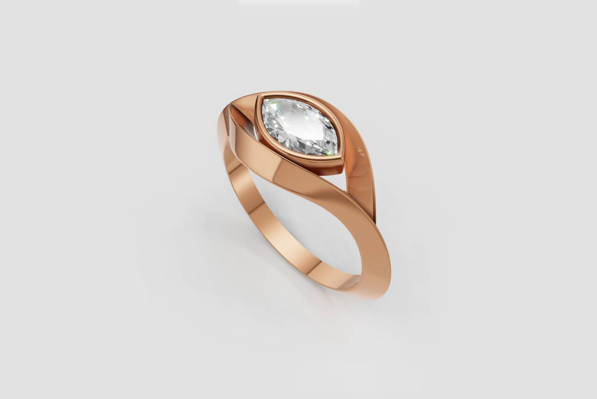 Bezel set Knife Edge Marquise Ring — view 6