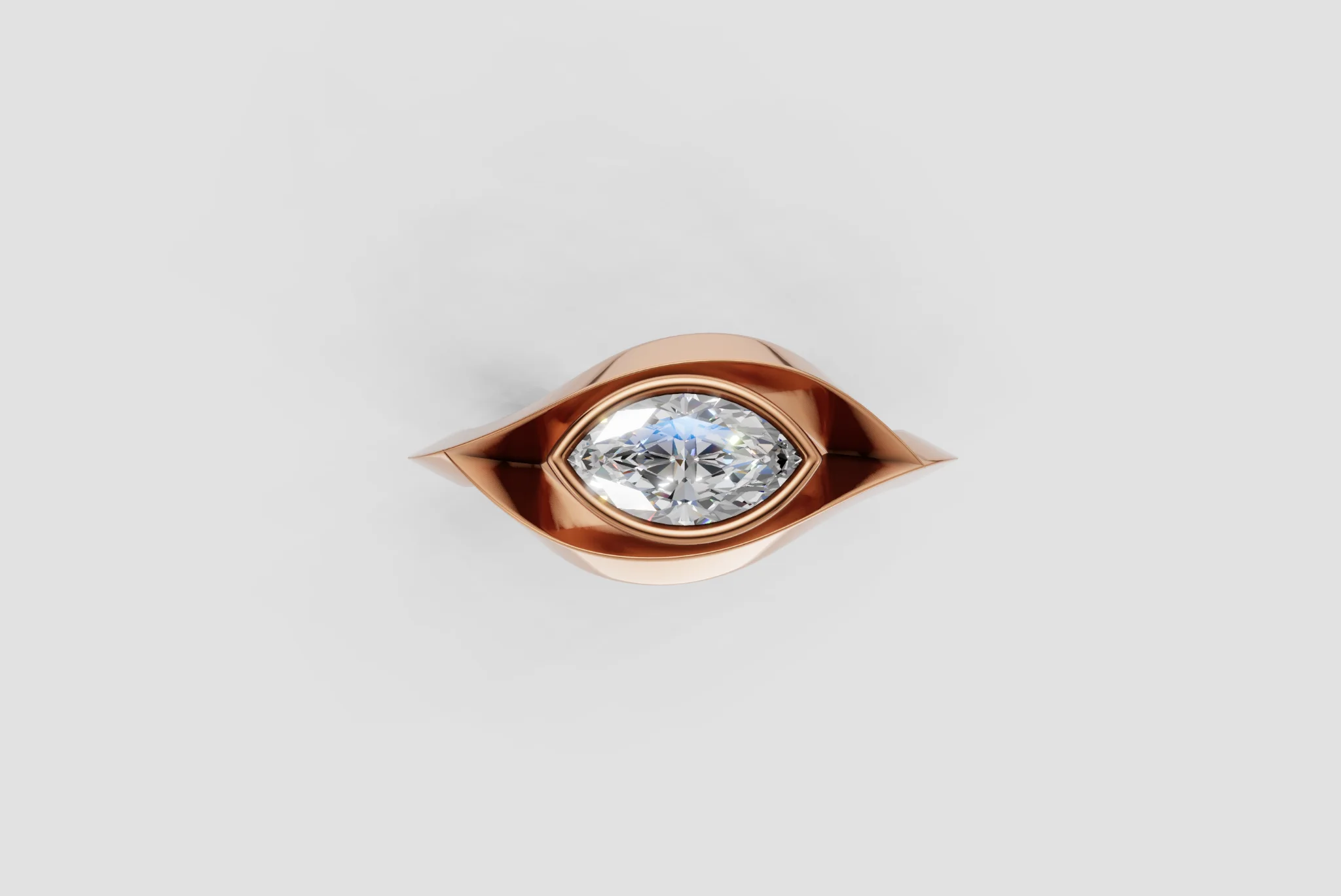 Bezel set Knife Edge Marquise Ring — view 8