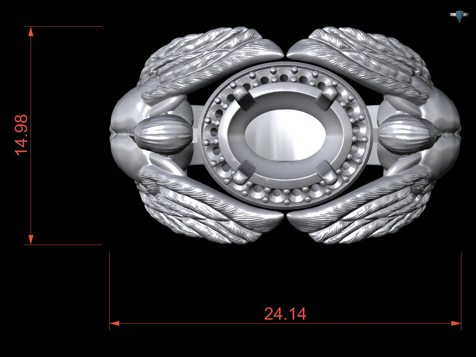 Figural Winged Guardians Halo Ring — view 8